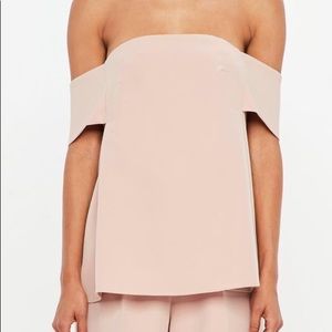 Missguided peace + love nude bardot crepe top 0